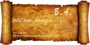 Báber Aletta névjegykártya